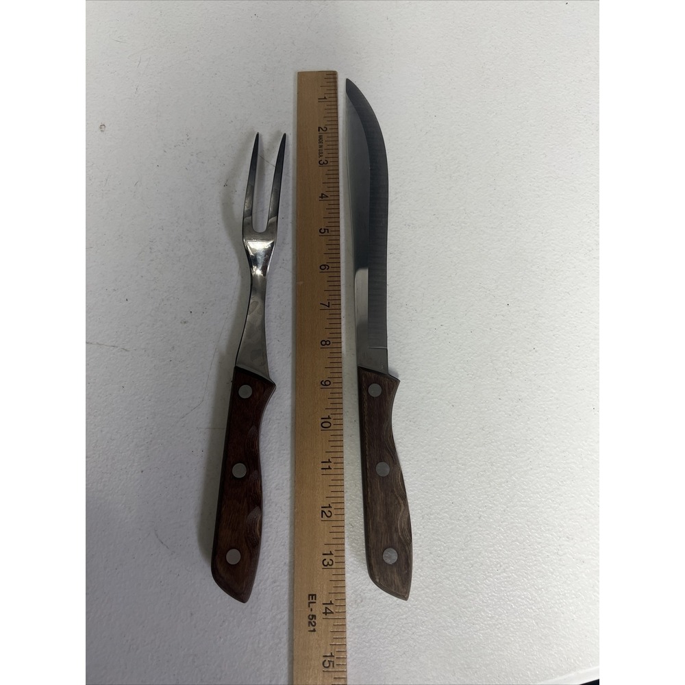 Vintage VIKING 9" 440-A SUPER STAINLESS CHEF'S KNIFE + CARVING FORK - Picture 6 of 6